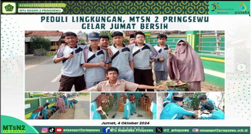 Peduli Lingkungan, MTsN 2 Pringsewu Gelar Kegiatan Jumat Sehat
