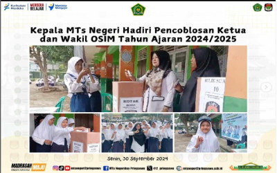 Kepala MTsN 2 Pringsewu Ikuti Pencoblosan Pemilihan Ketua dan wakil OSIM