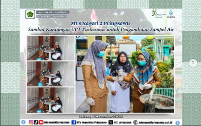 MTsN 2 Pringsewu Sambut Tim Puskesmas Banyumas Untuk Pengambilan Sampel Air