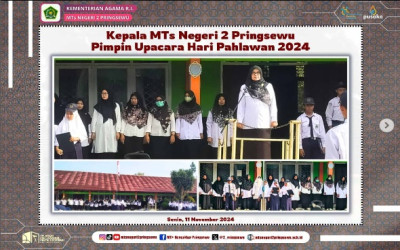 Kepala MTs Negeri 2 Pringsewu Pimpin Upacara Pada Peringatan Hari Pahlawan
